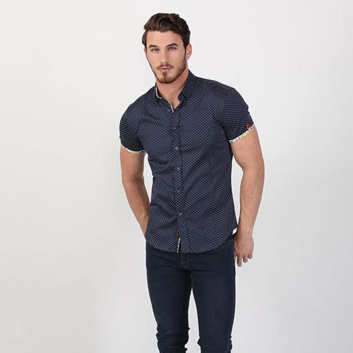 Mens navy blue short sleeve dress shirts