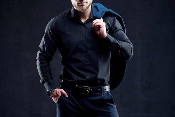 Black and silver mens dress shirt