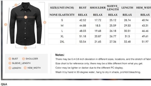 How to size men's dress shirt chart