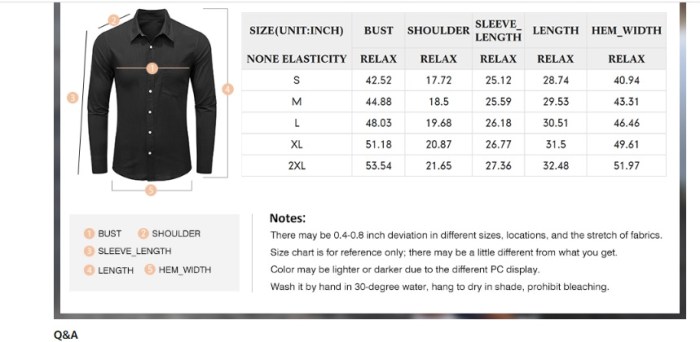 How to size men's dress shirt chart