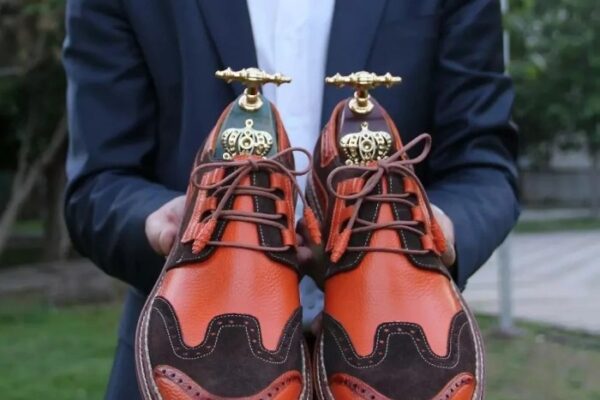 Orange men dress shoes