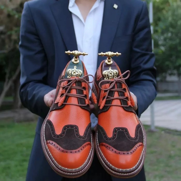 Orange men dress shoes