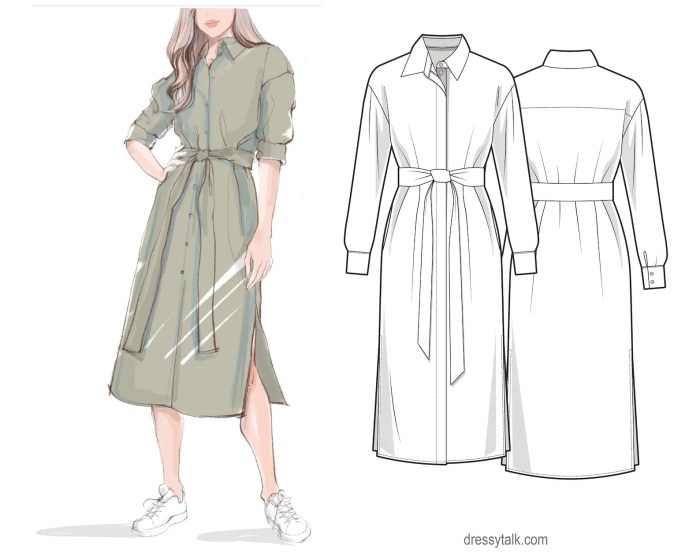 Shirt dress pattern for women