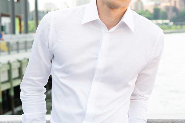 Mens white satin dress shirt