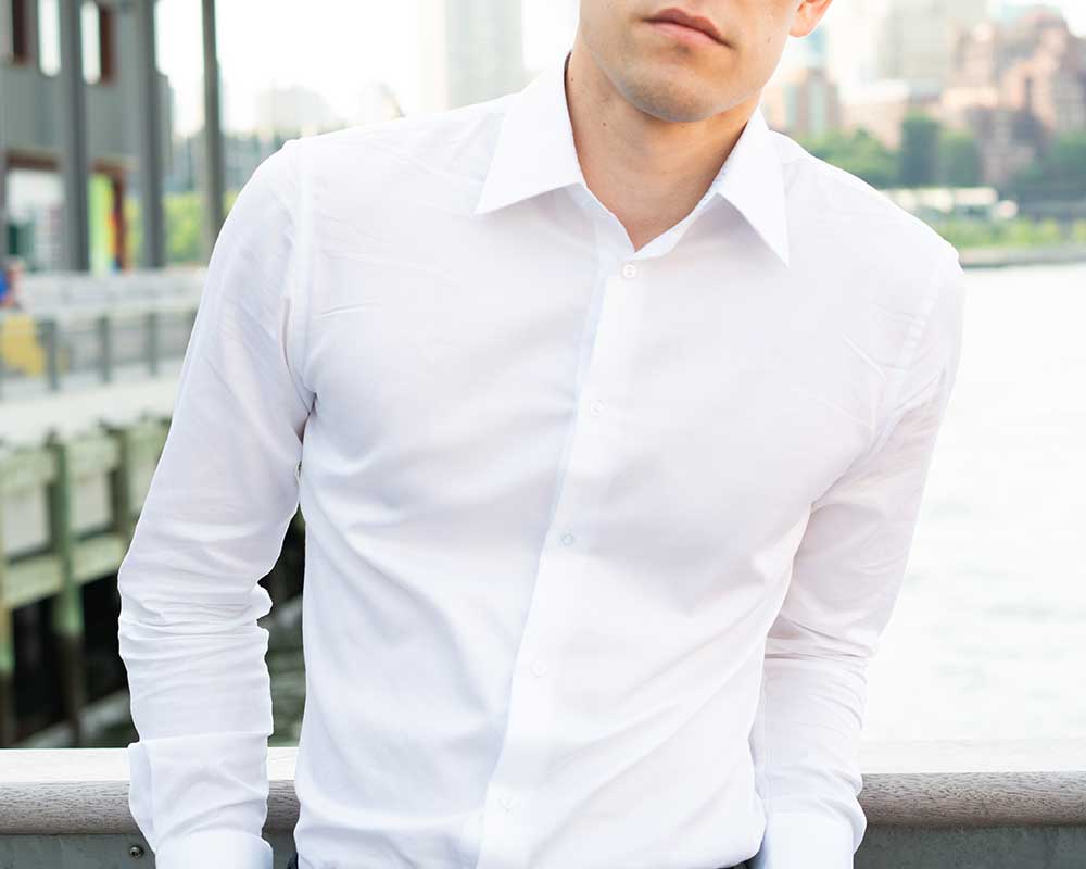 Mens white satin dress shirt